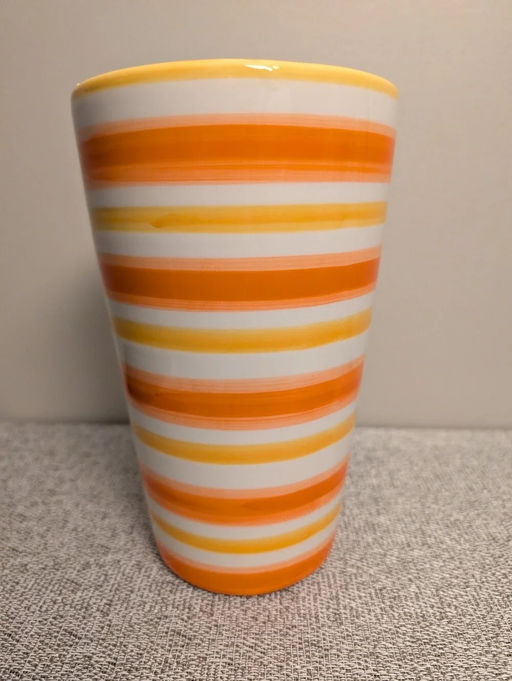 Orange and Yellow Striped Vase